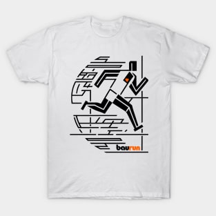 Running illustration inspired by Bauhaus style T-Shirt